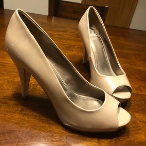 Fergalicious By Fergie Taupe Peep Toe Pumps